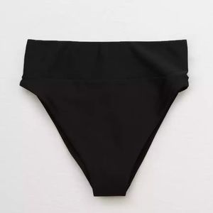Black Aerie High Cut Cheeky Bikini Bottom